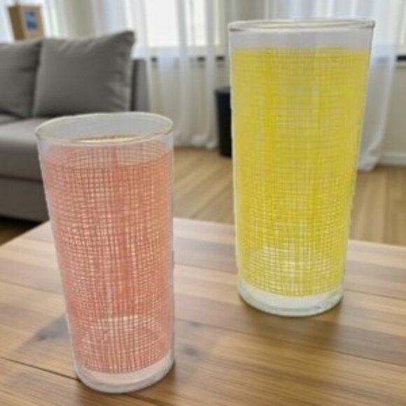 Vintage Federal Glass Basket Weave Burlap Gold Gild Tom Collins Glasses - Picture 2 of 8